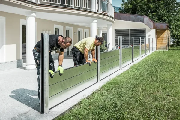 PREFA Hochwasserschutz Aufbauarbeiten